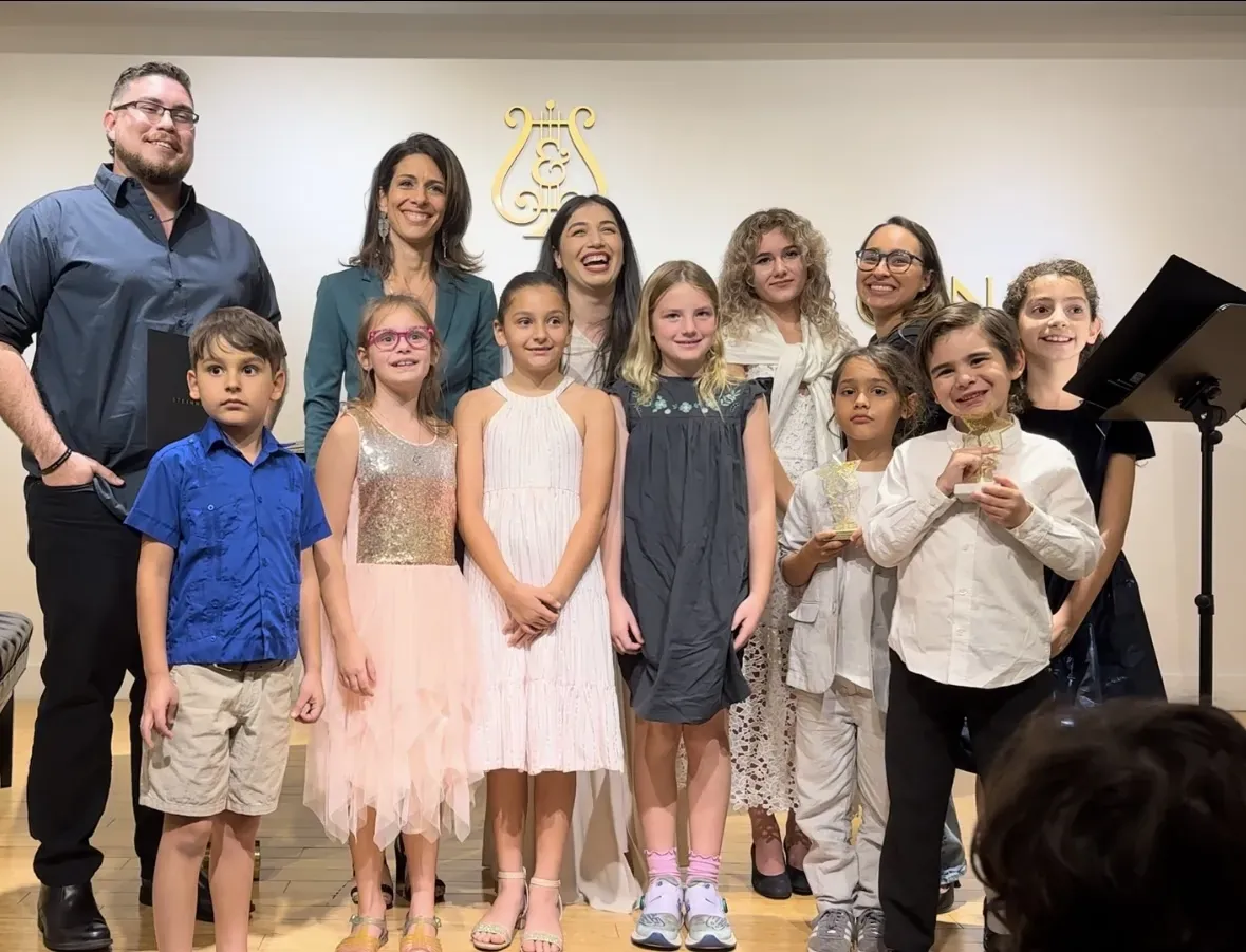 Students and faculty after a recital at Steinway & Sons